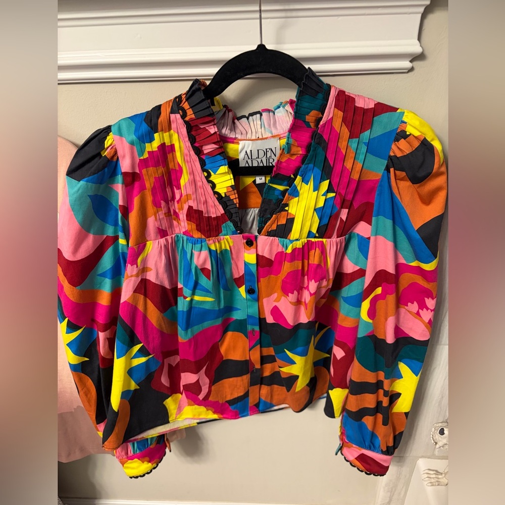 Alden Adair Multicolor Pleated Blouse Medium